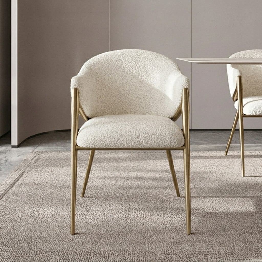 Luxury Bouclé Dining Chair with Arms