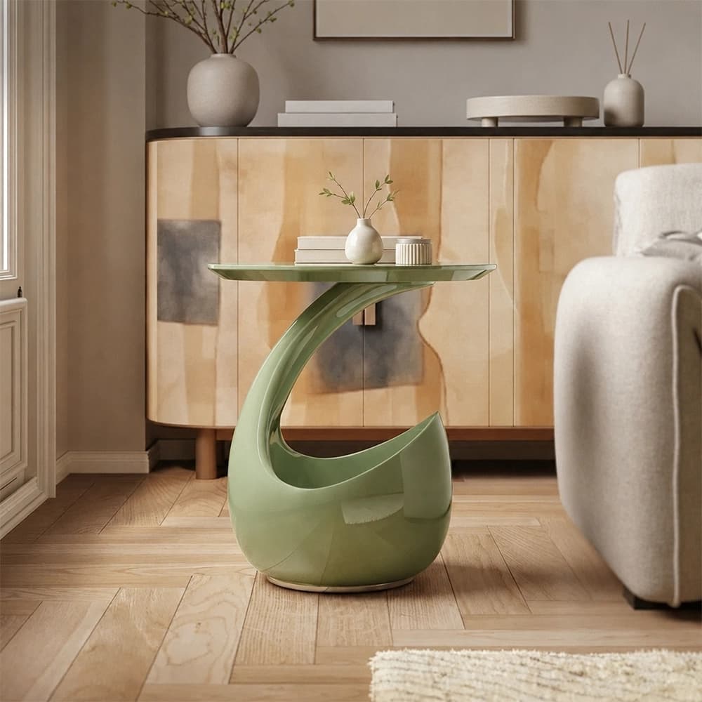 16.5" Organic Modern Resin Round Side Table