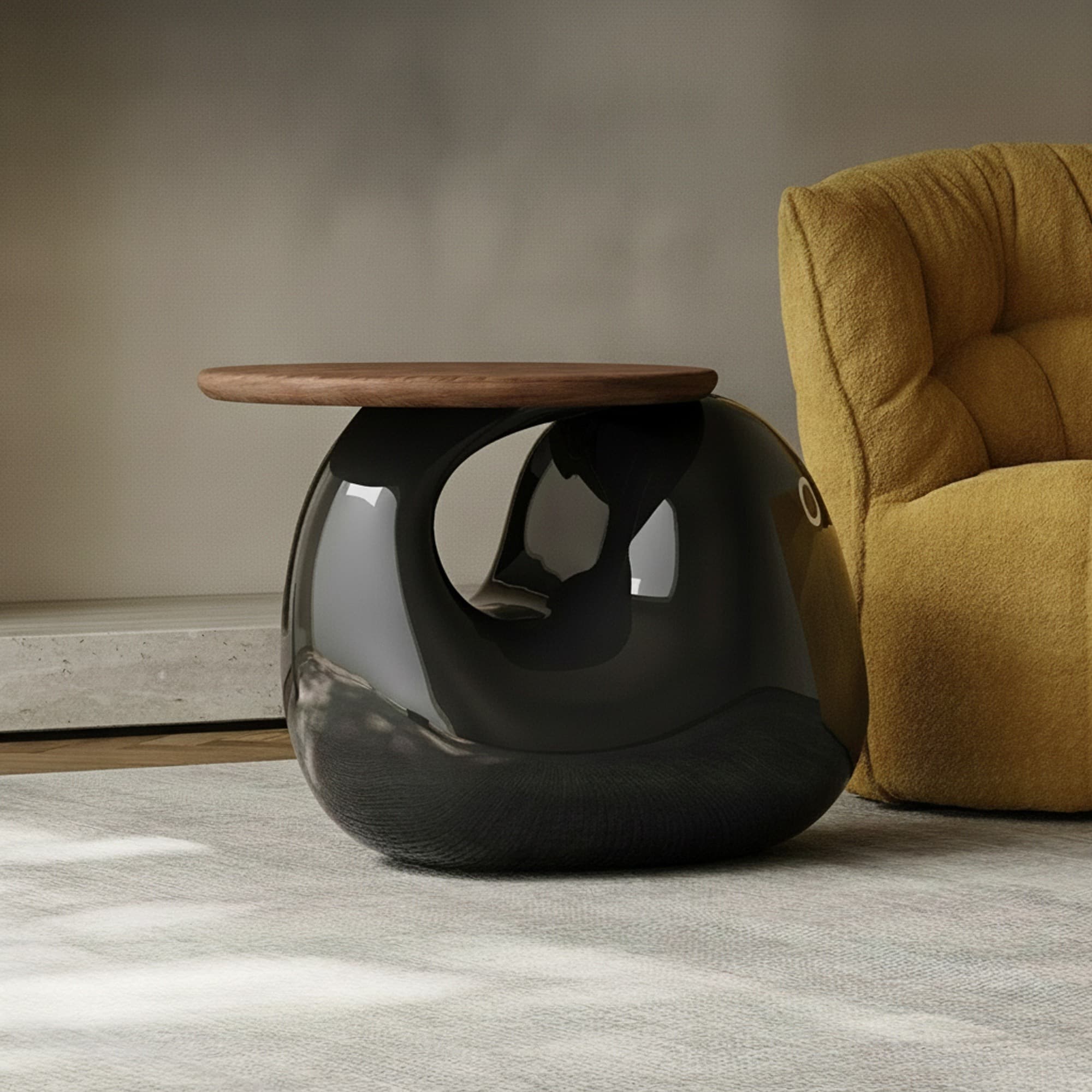 High-Gloss Sculptural Side Table lifestyle 1