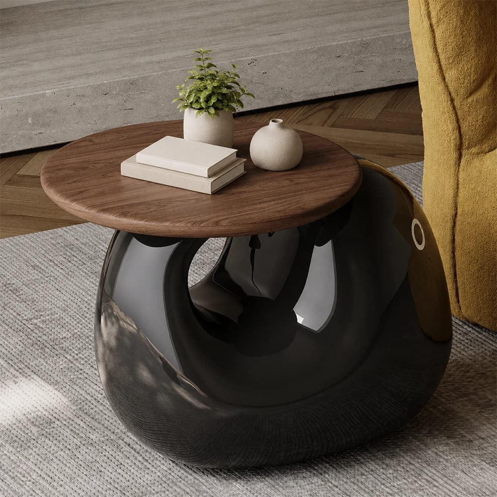 27.6" Contemporary Resin Round Side Table