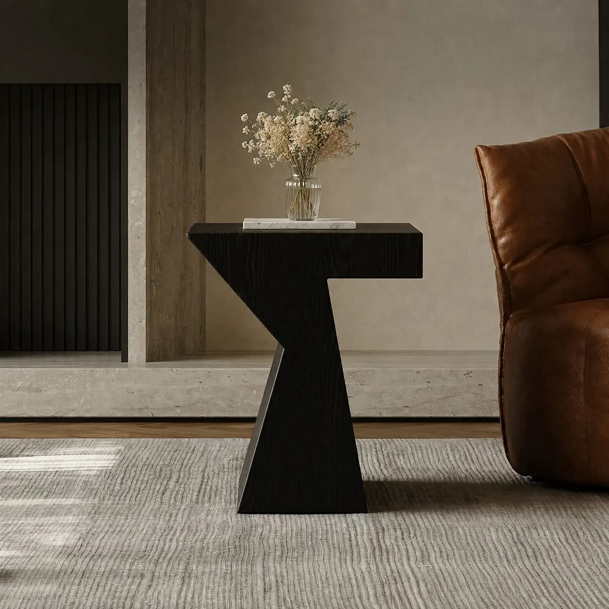 15.7" Modern Solid Wood Side Table Small Space