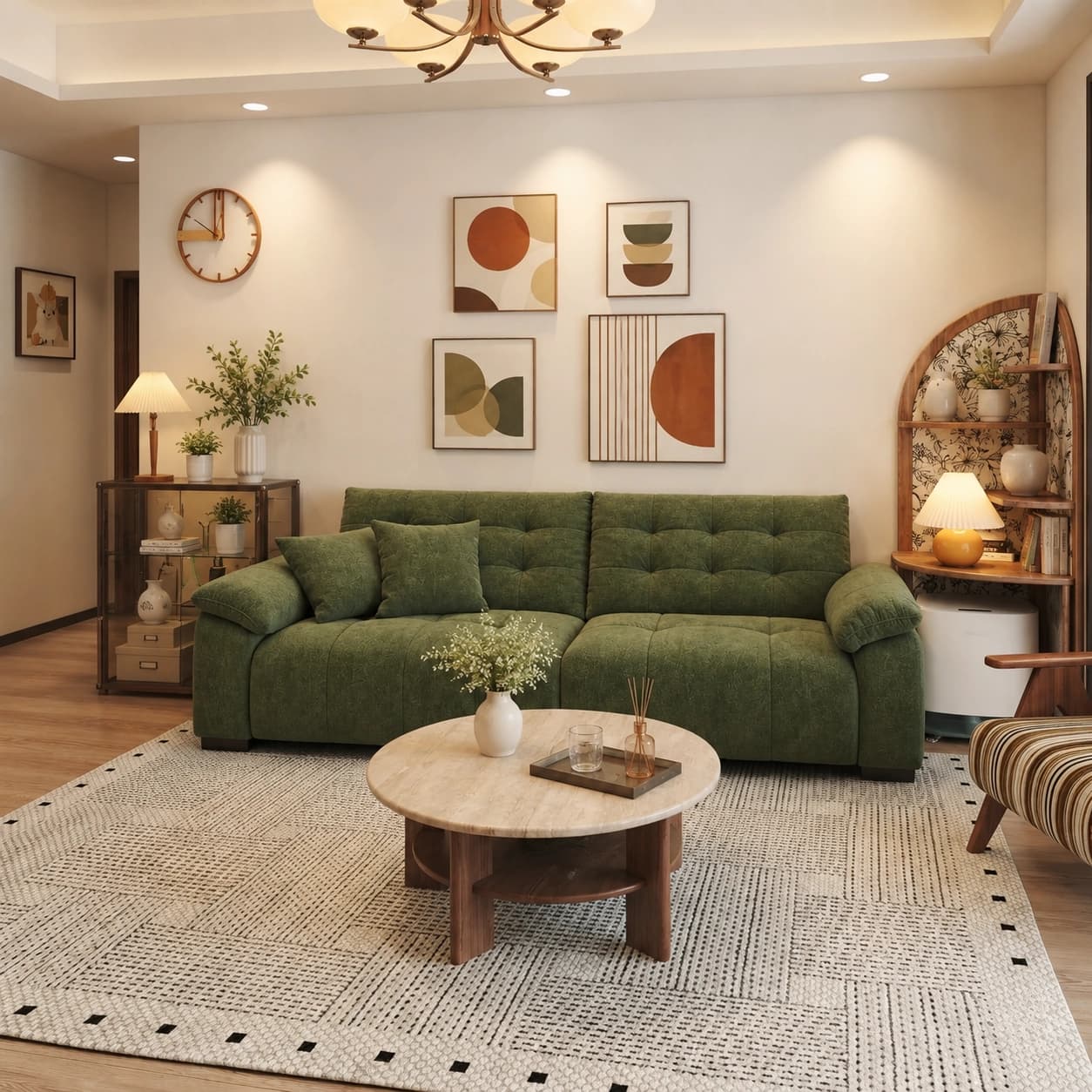 126" Contemporary Fabric Tufted Sofa