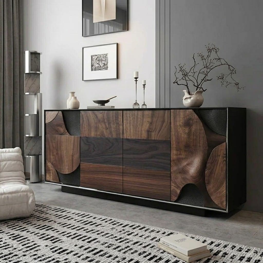 47.2" Organic Modern Solid Wood and Plywood Sideboard with Storage
