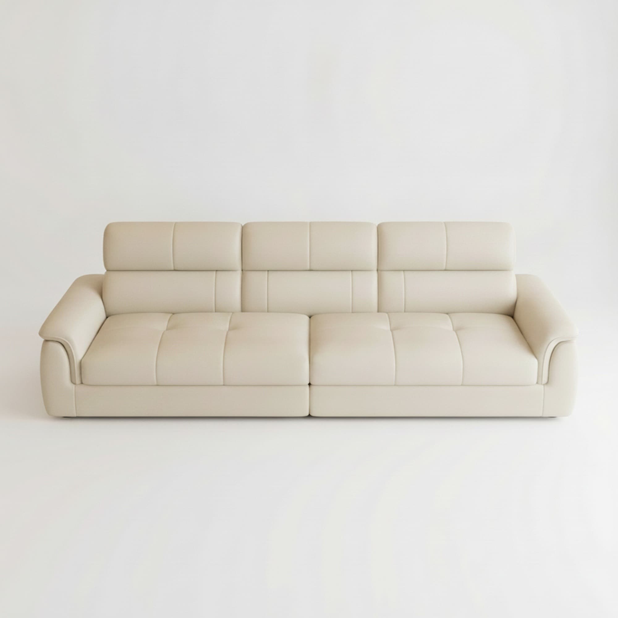 Creamy Modern Faux Leather Sofa lifestyle 1