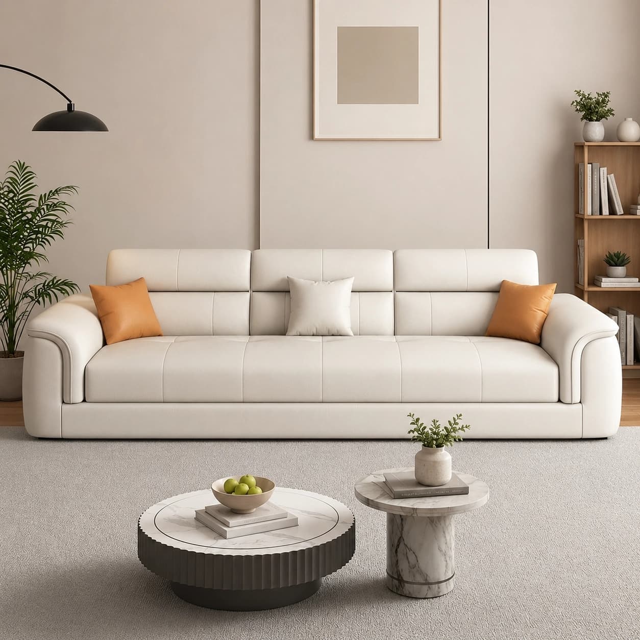 126" Contemporary Leather Oversized Sofa