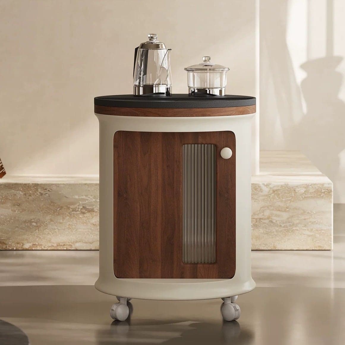 19.7" Contemporary Engineered Wood Round Side Table