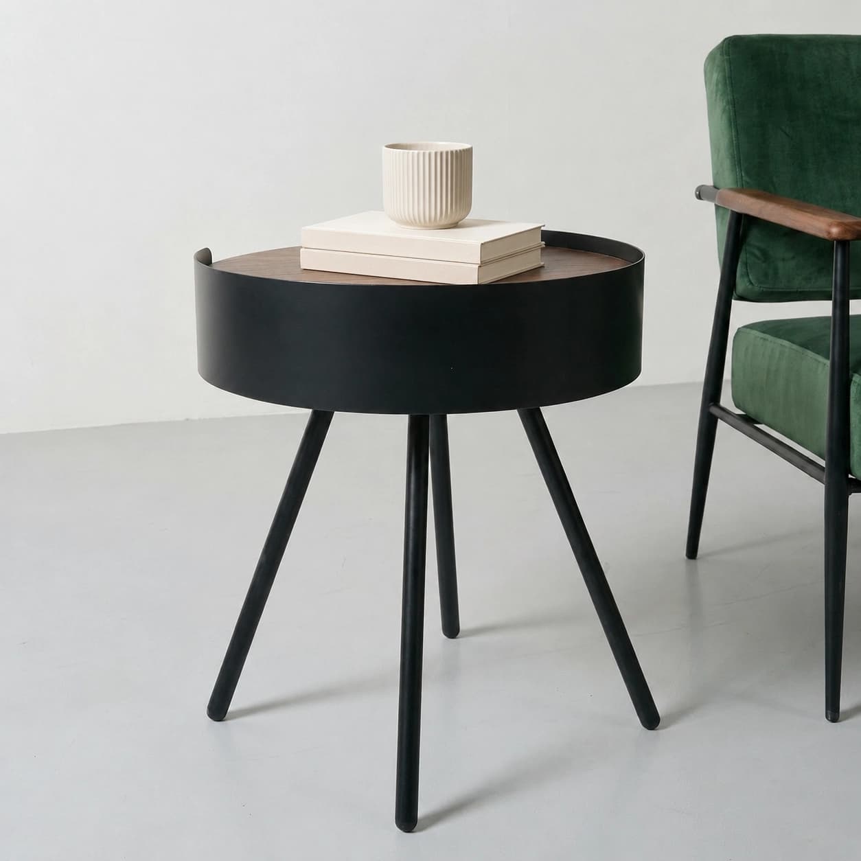 Round Side Table with Storage Drawer lifestyle 3