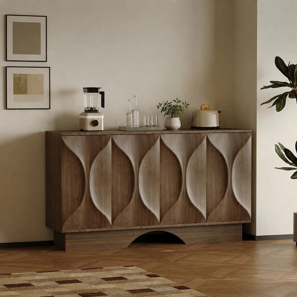 Wavy Walnut Veneer Sideboard lifestyle 3