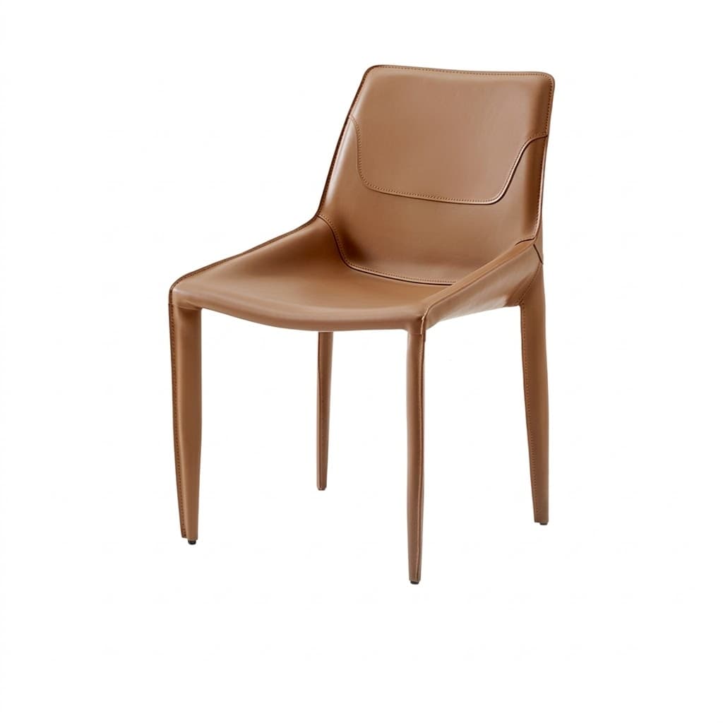 Armless Saddle Leather Dining Chair lifestyle 1