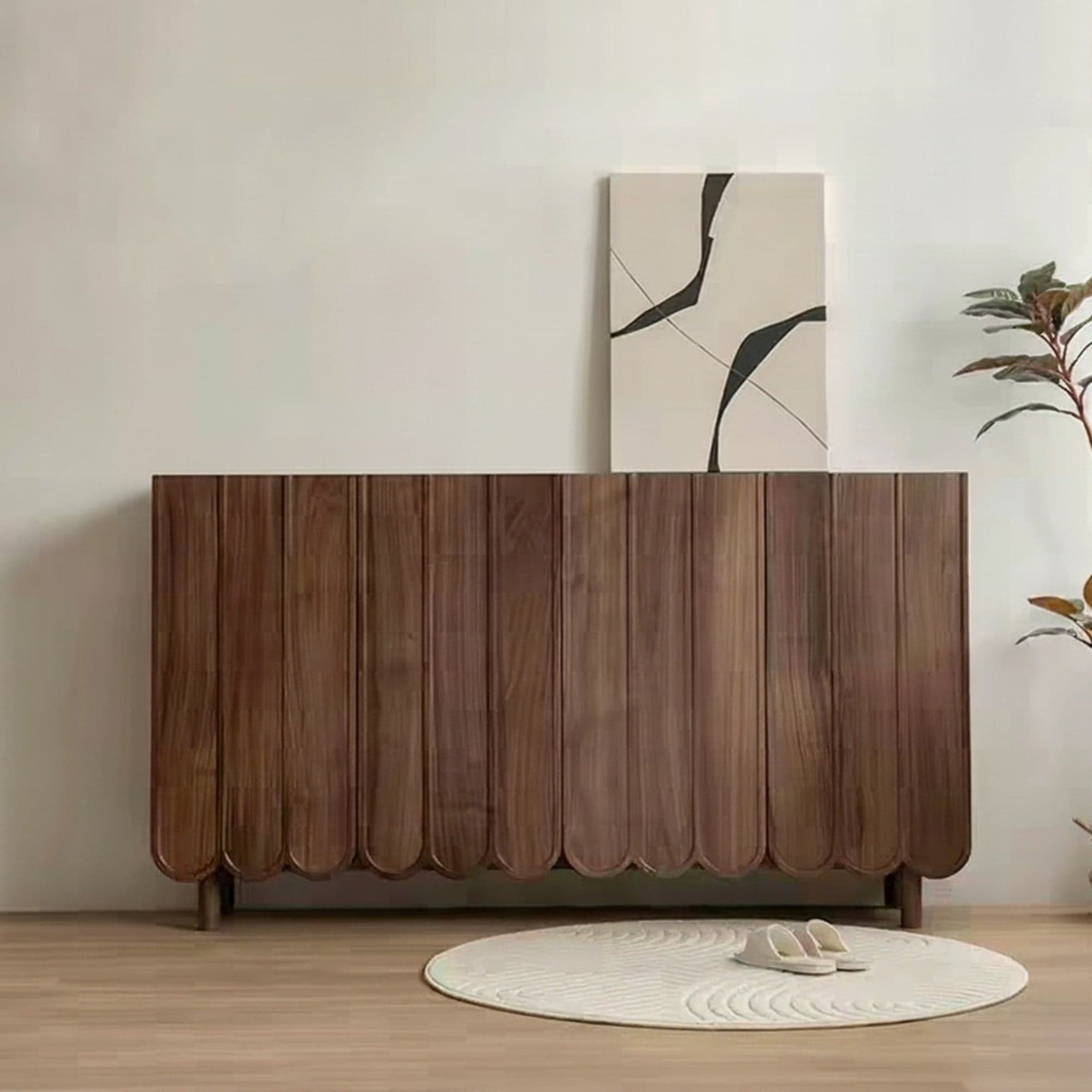 35.4" Japandi Solid Wood Shoe Cabinet with Flip Drawers
