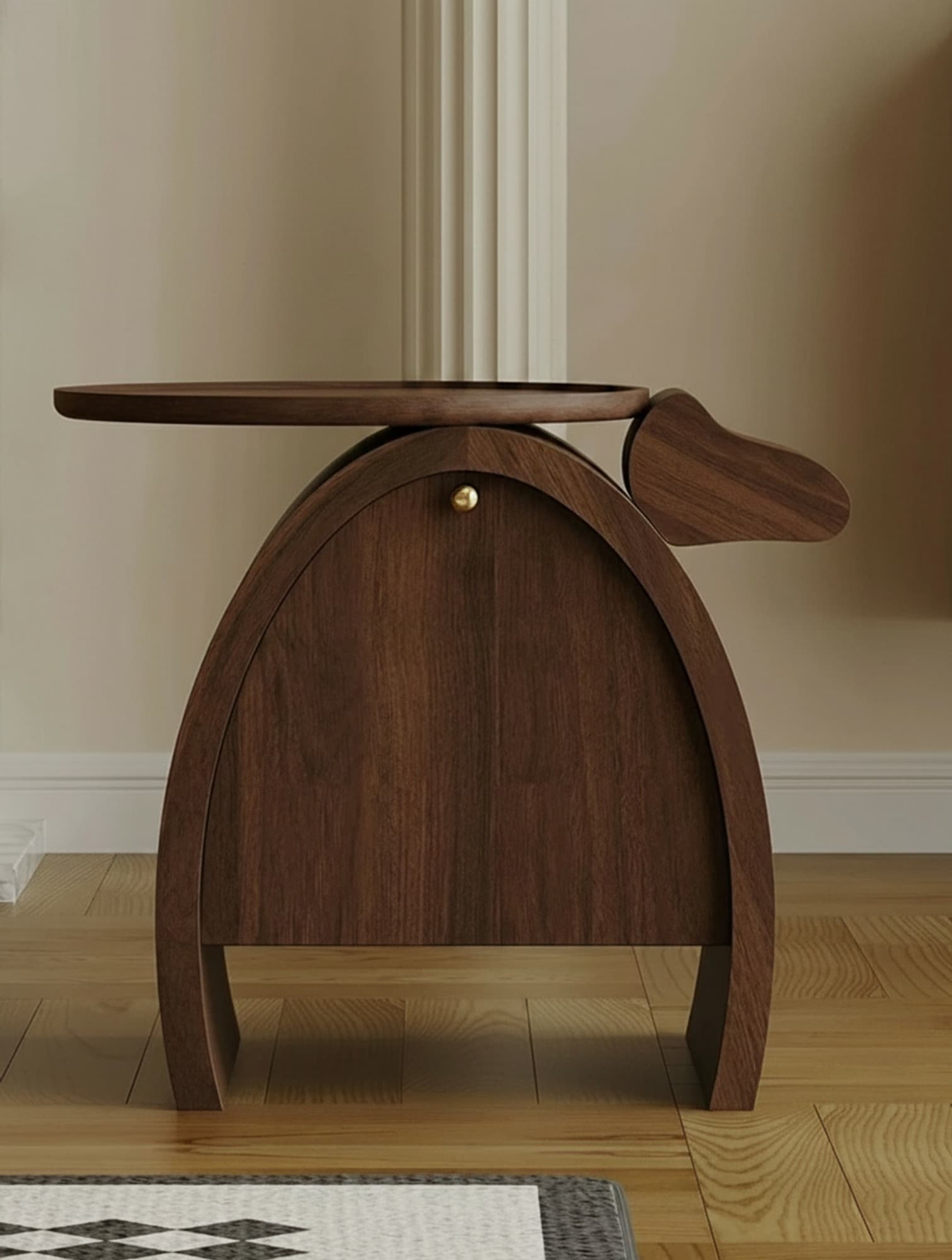 Wabi-Sabi Walnut Veneer Side Table lifestyle 1