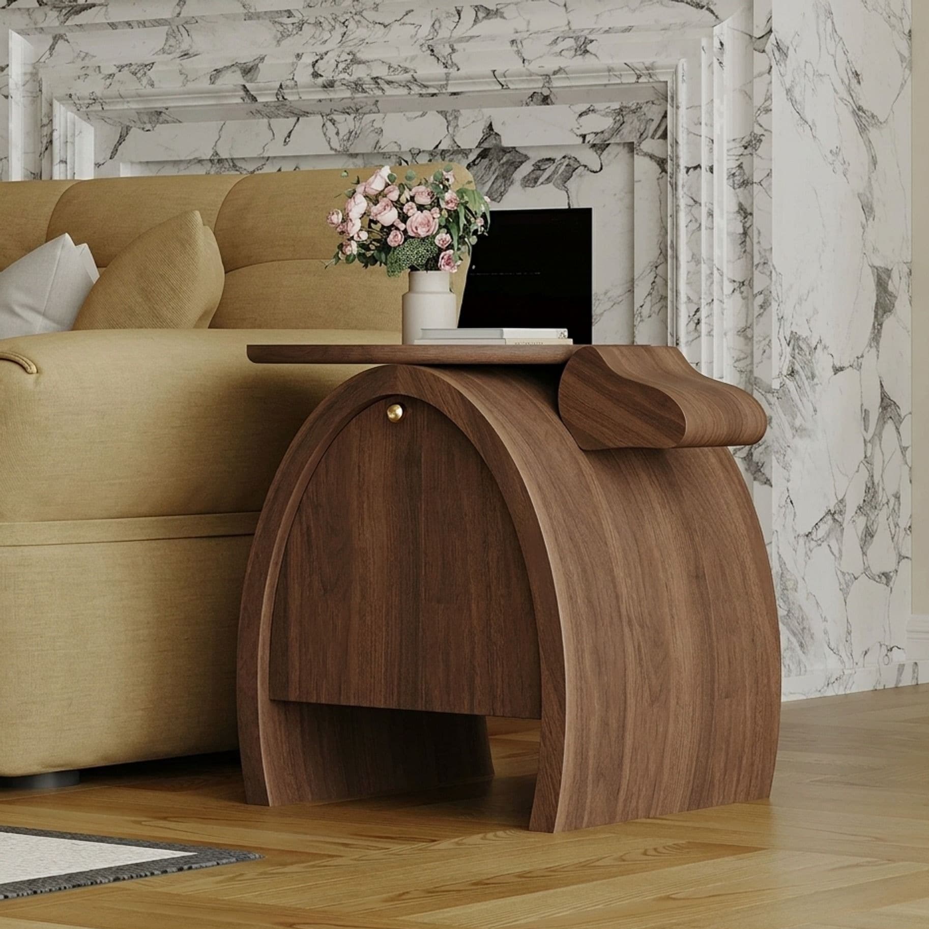 Wabi-Sabi Walnut Veneer Side Table lifestyle 3