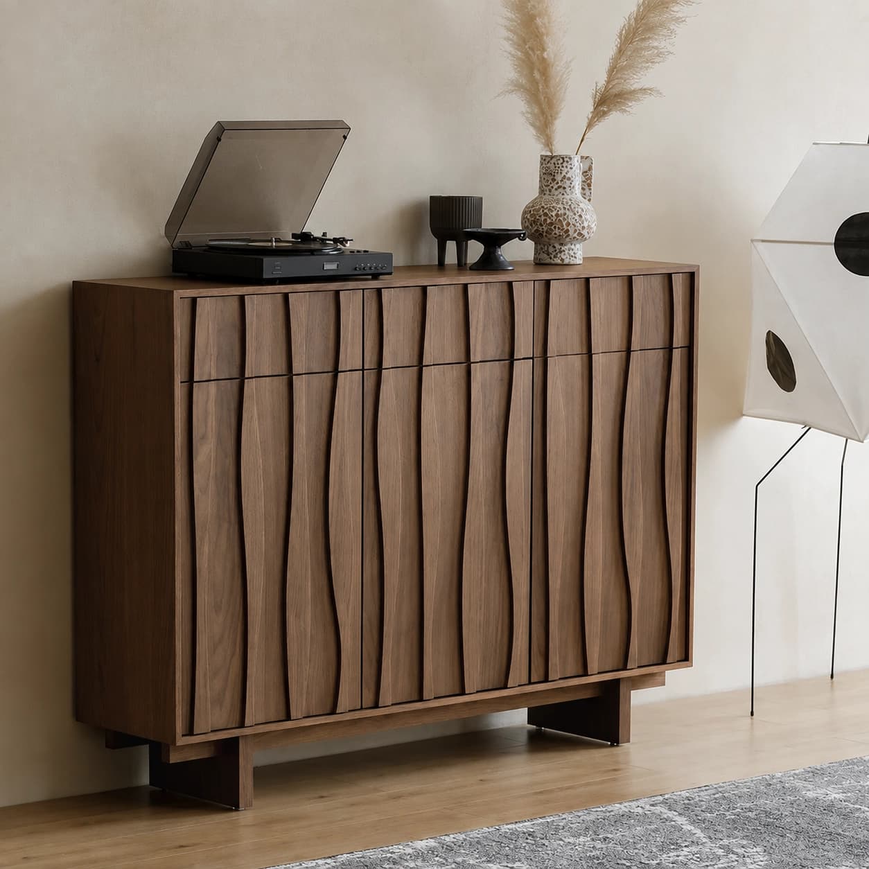 Mid-Century Solid Wood Shoe Cabinet lifestyle 3
