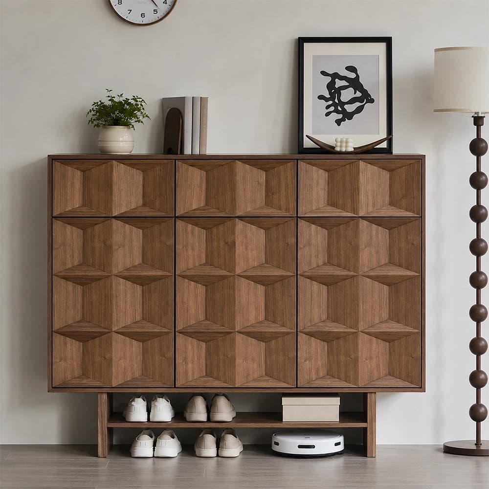 47.2" Contemporary Plywood Shoe Cabinet with Flip Drawers