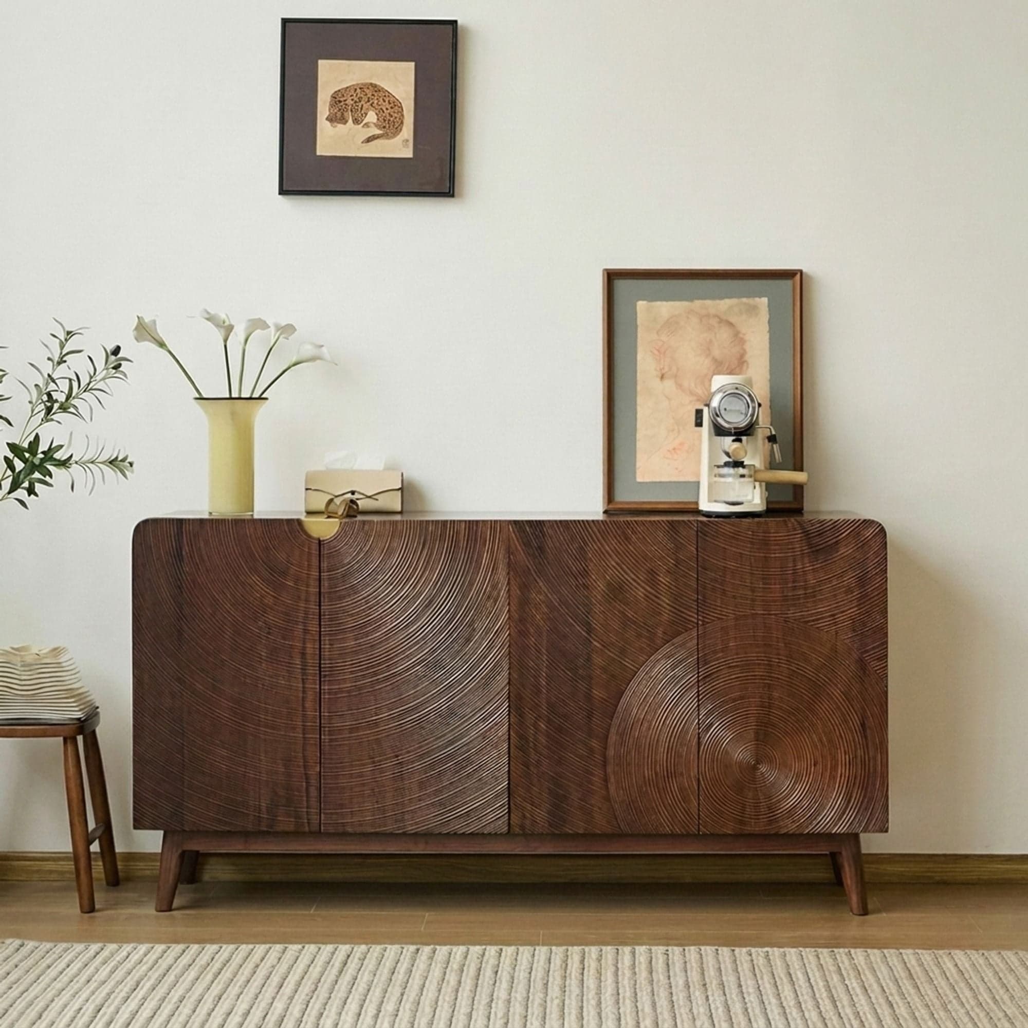 Sculpted Black Walnut Sideboard lifestyle 3