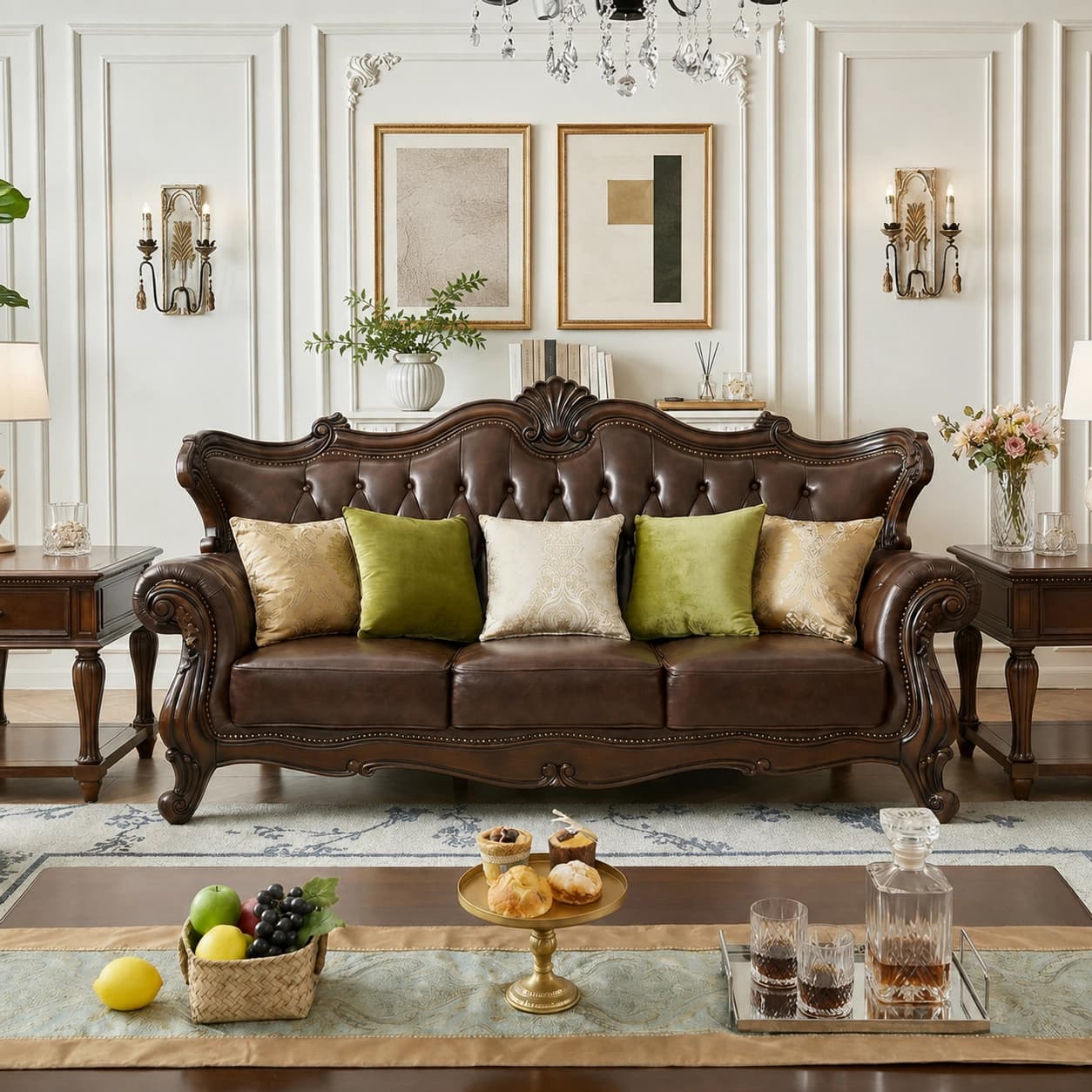 111" Luxury Leather Curved Sofa