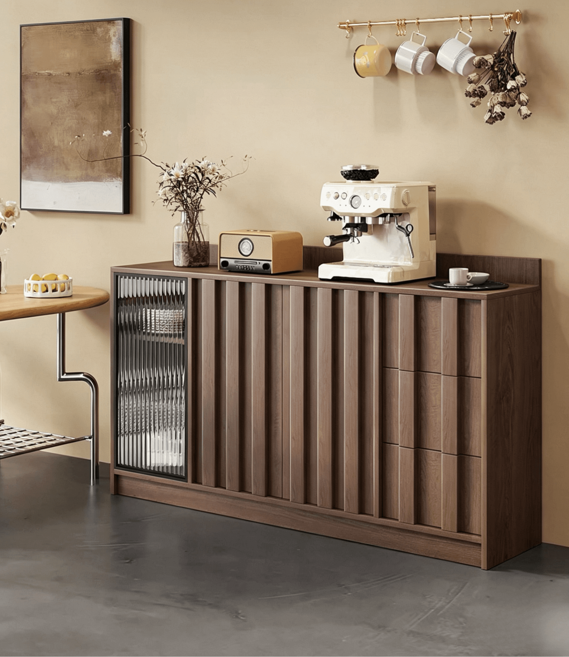 Solid Pine Sideboard with Reeded Glass lifestyle 3