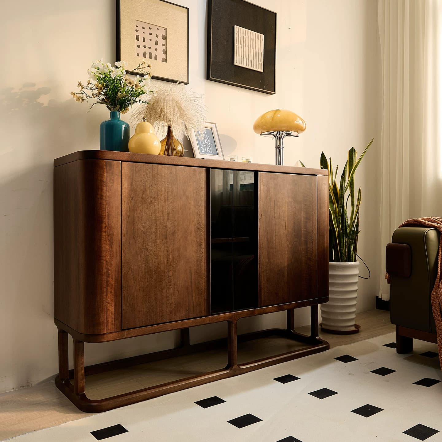 Solid Walnut Modern Sideboard lifestyle 3