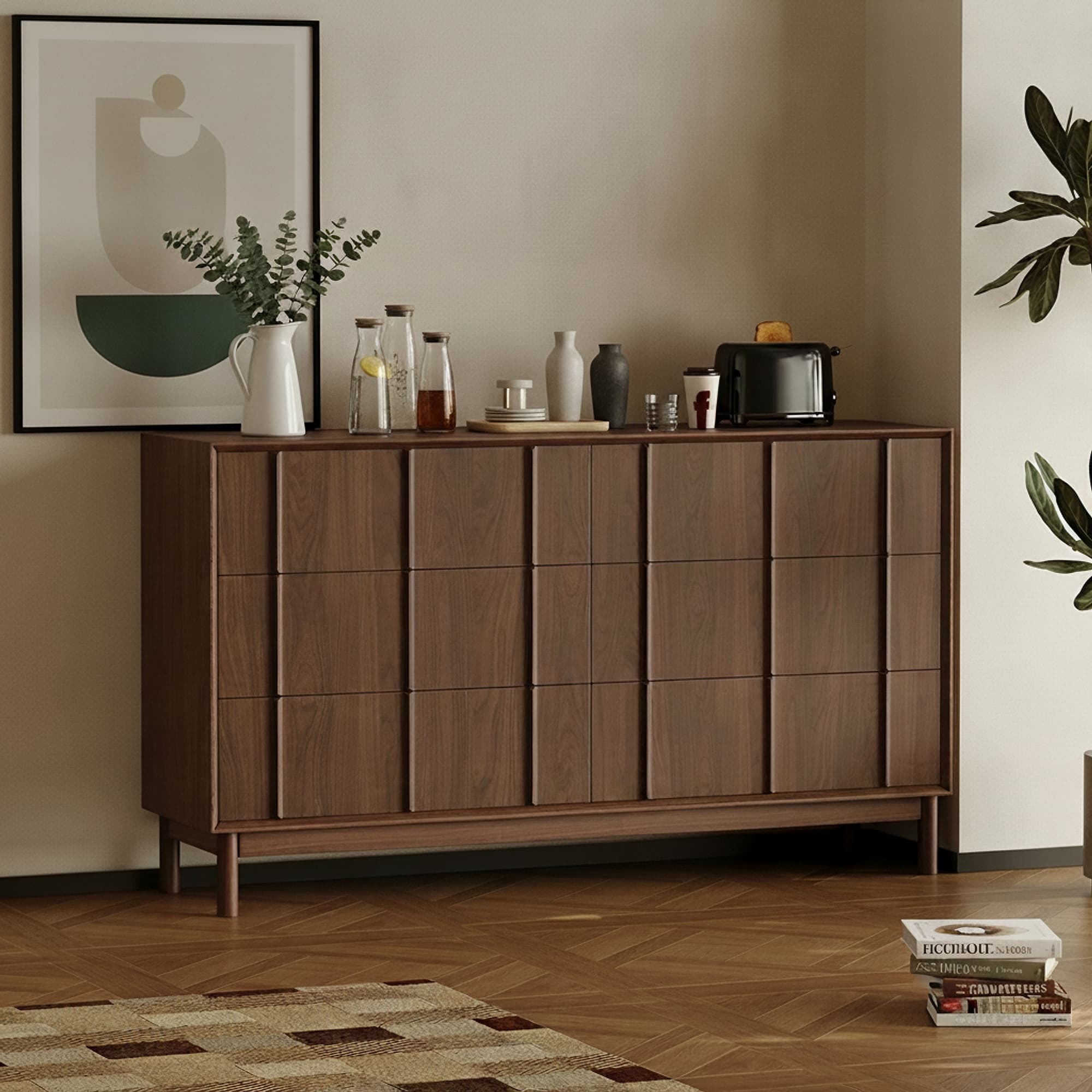 47.2" Japandi Plywood Sideboard with Storage