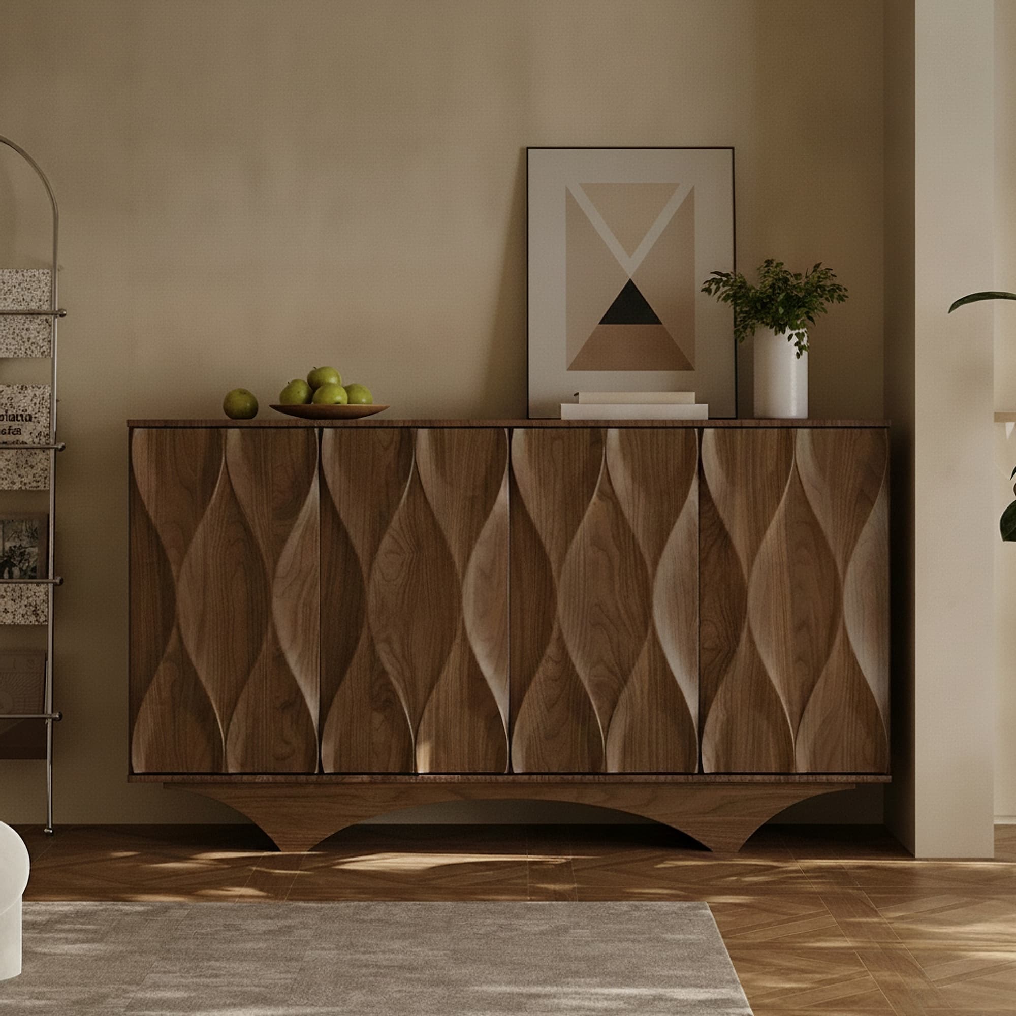 55.1" Organic Modern Plywood Sideboard with Storage