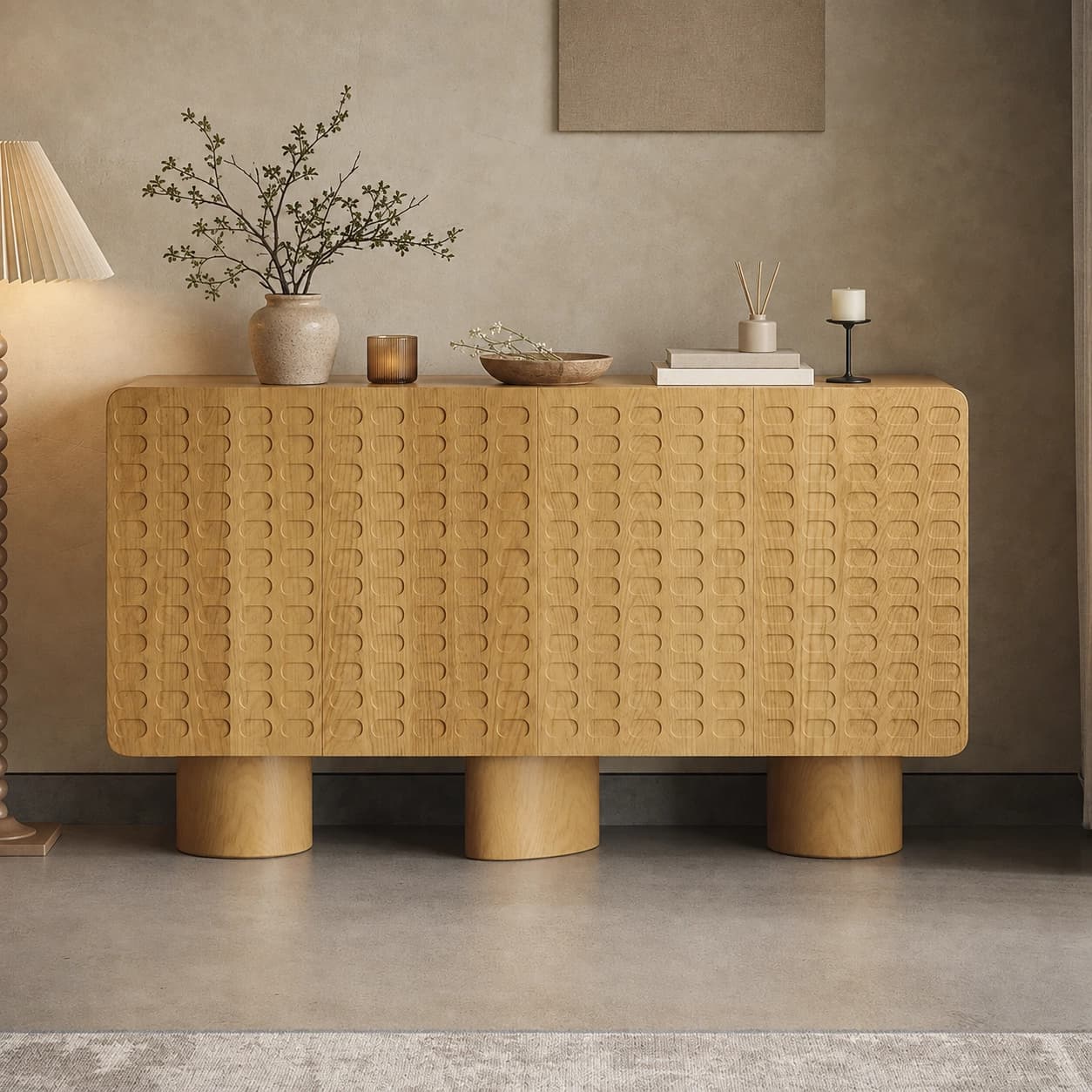 63" Organic Modern Engineered Wood Sideboard with Storage