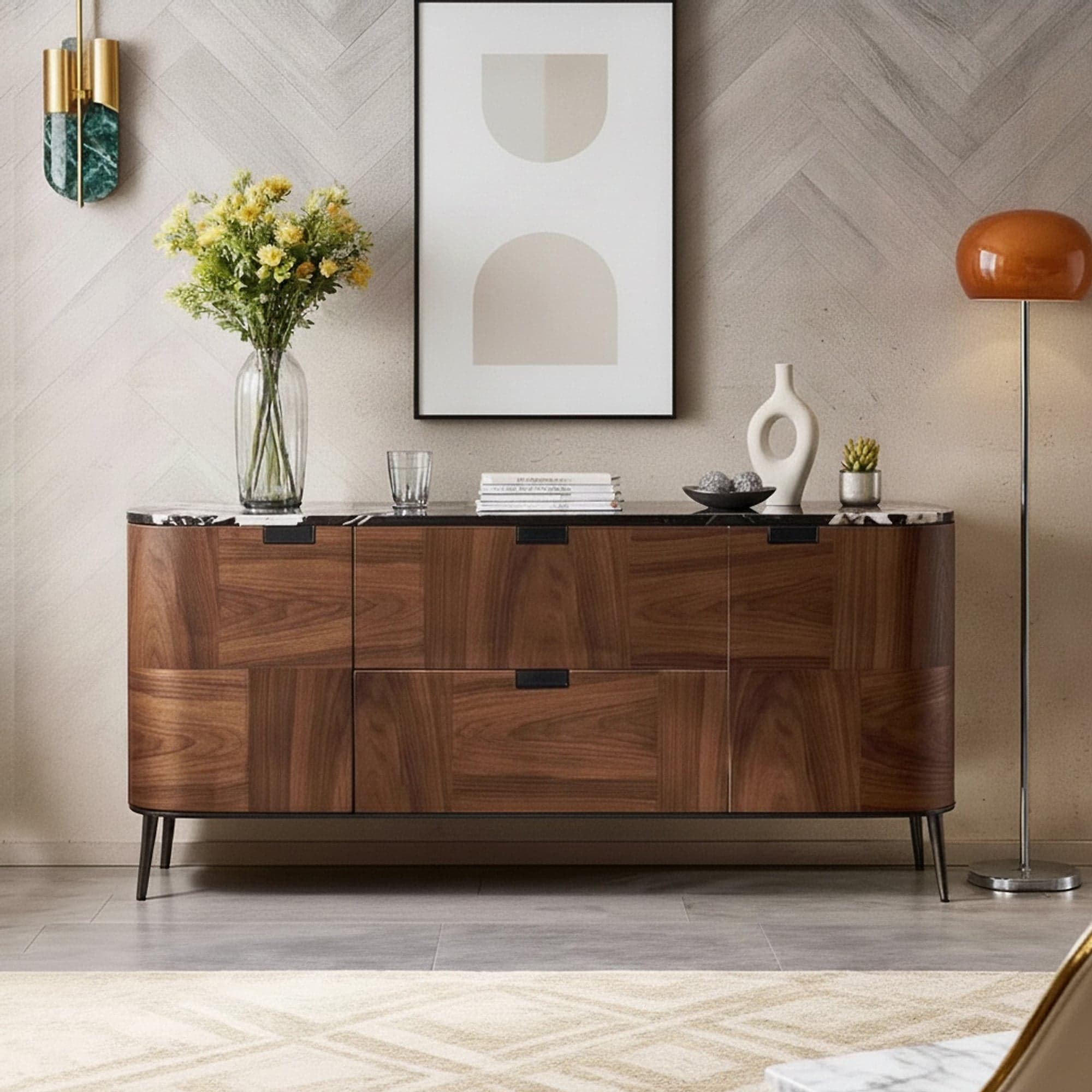70.9" Mid-Century Modern Engineered Wood Sideboard with Storage