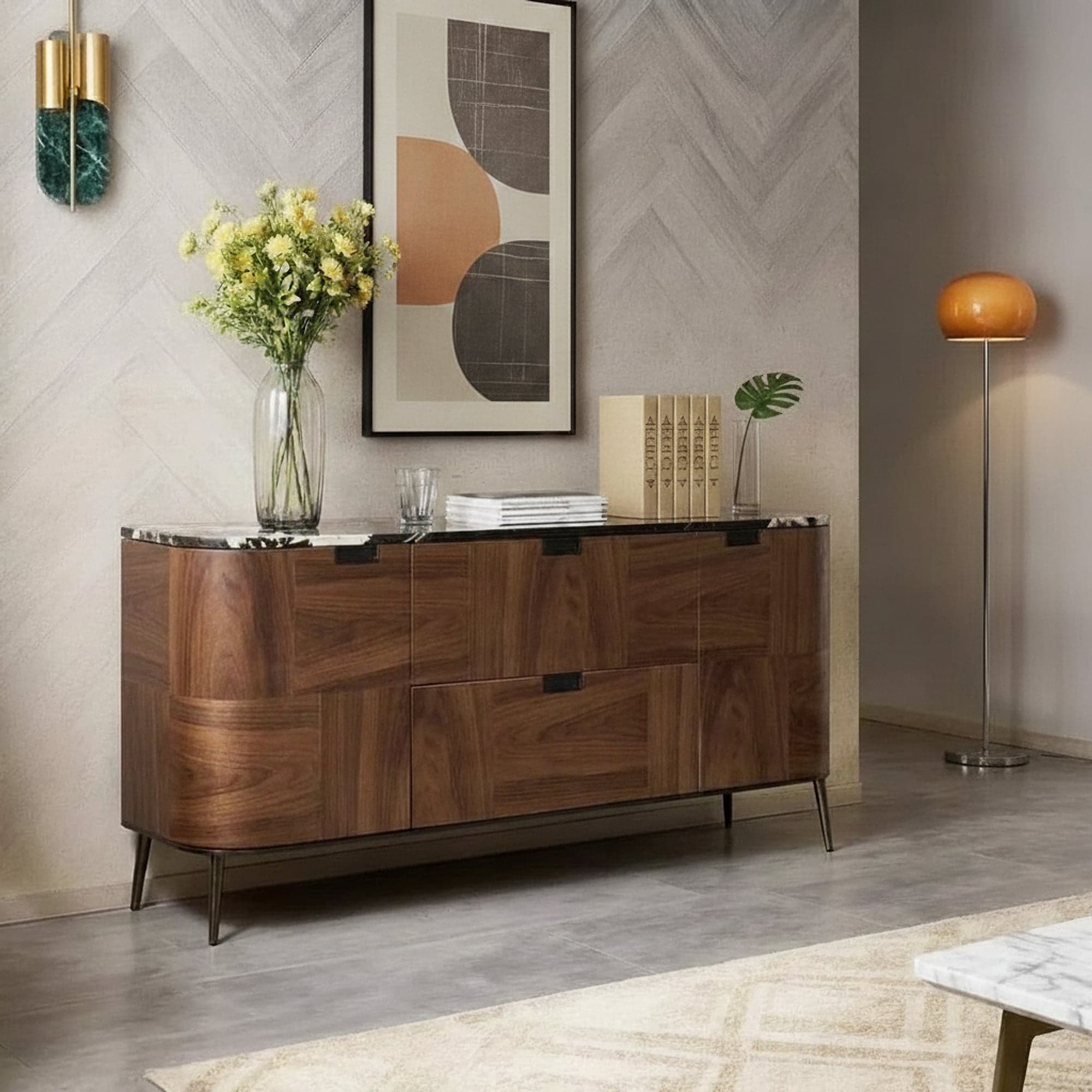 Walnut Veneer Storage Console lifestyle 3