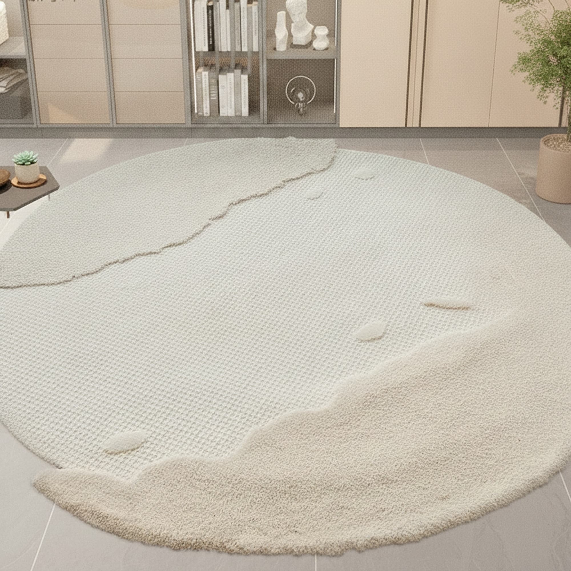Round Wool-Lined Wave Rug lifestyle 2