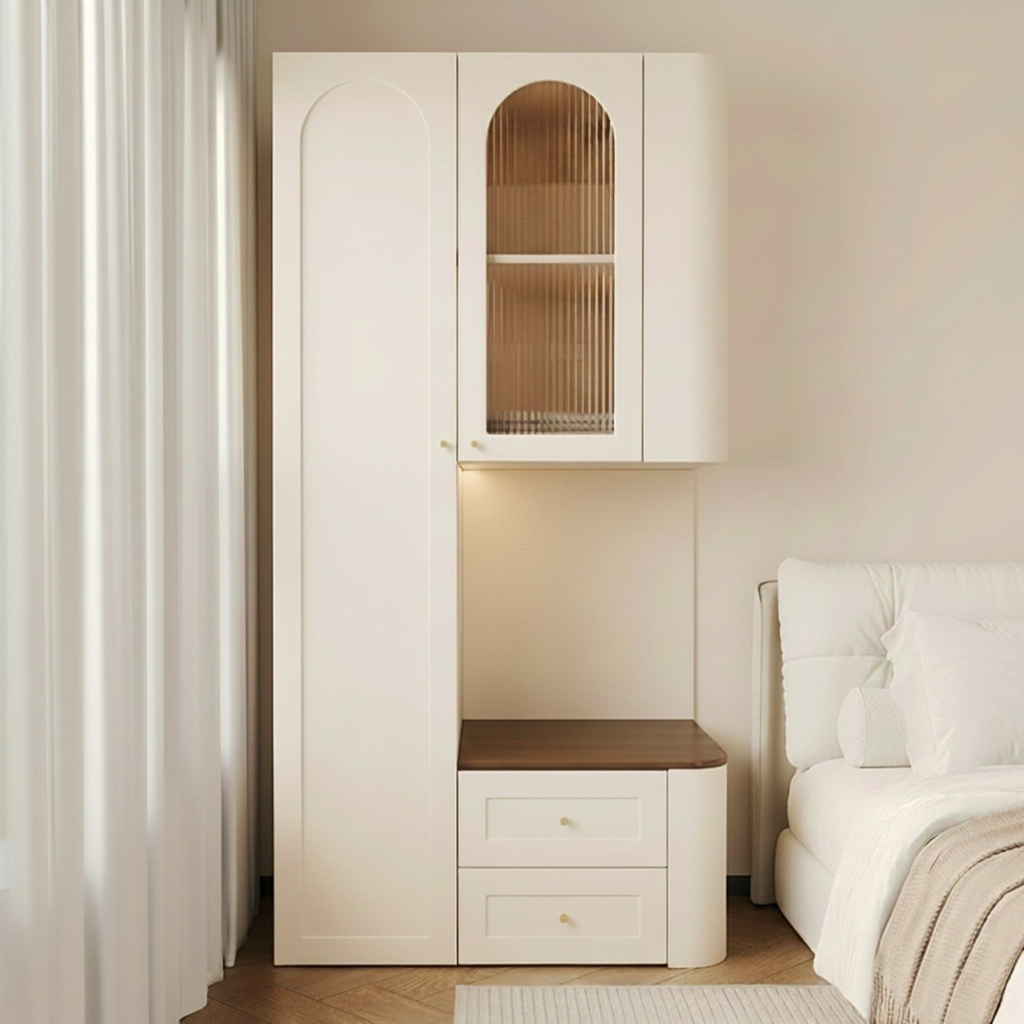 21.7" Contemporary Solid Wood Wardrobe & Armoires with Drawers