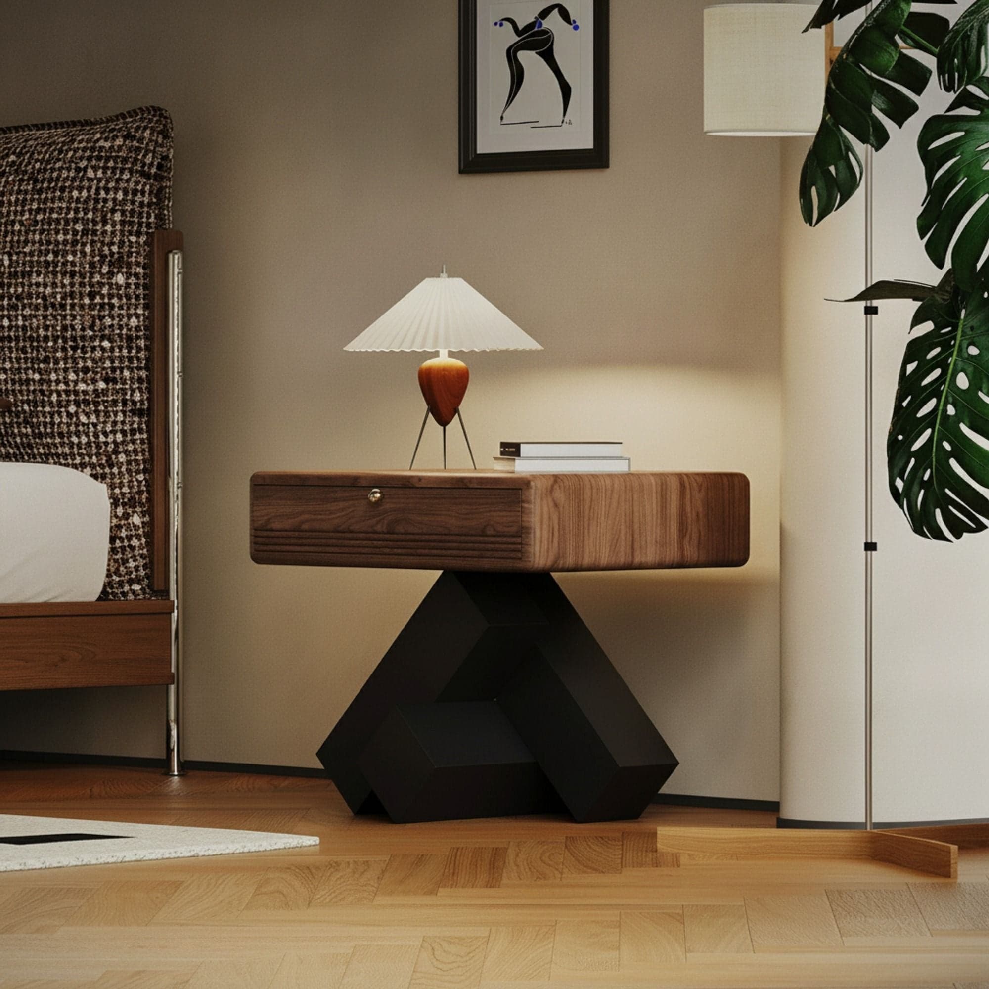 23.6" Modern Engineered Wood Nightstand Floating