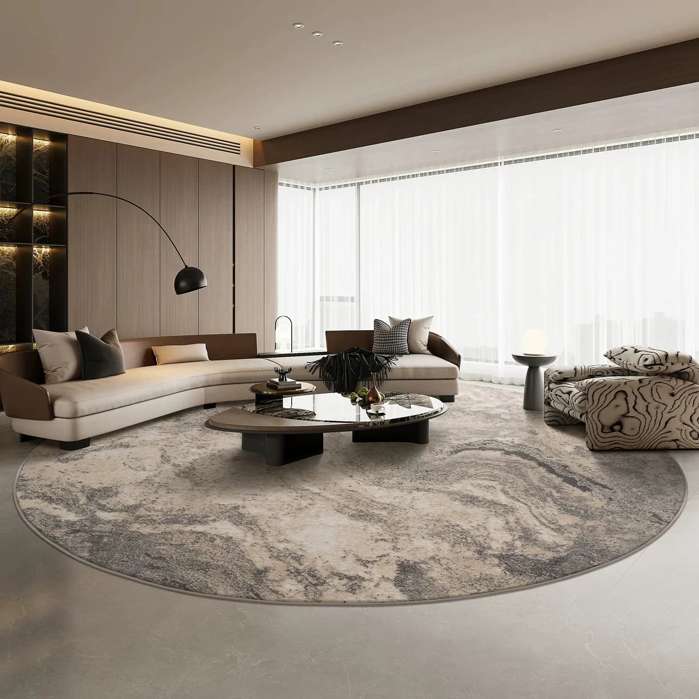 Round Rug with Marble Pattern lifestyle 1