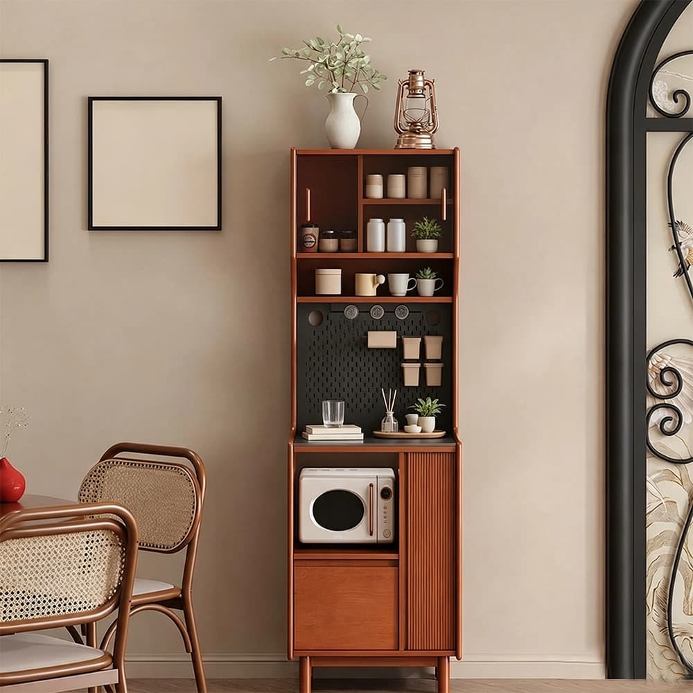 Vintage Solid Wood Coffee Bar Cabinet lifestyle 1
