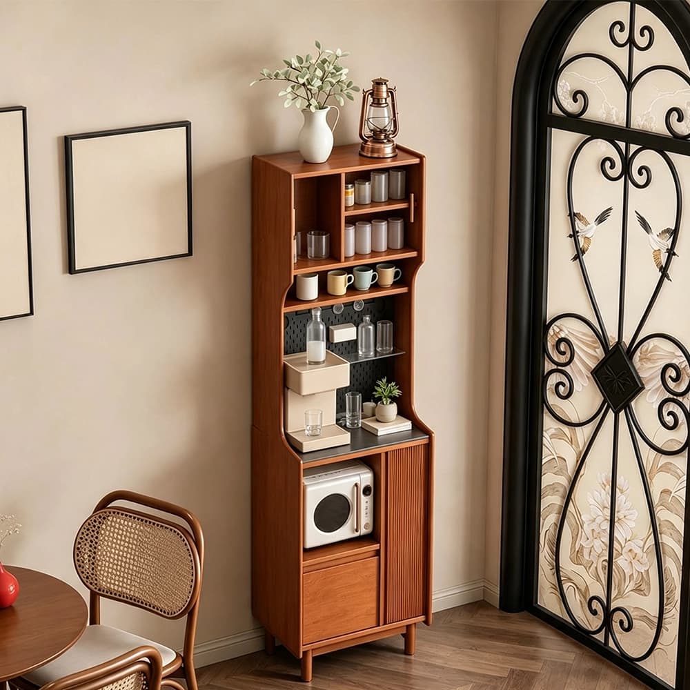 Vintage Solid Wood Coffee Bar Cabinet lifestyle 3