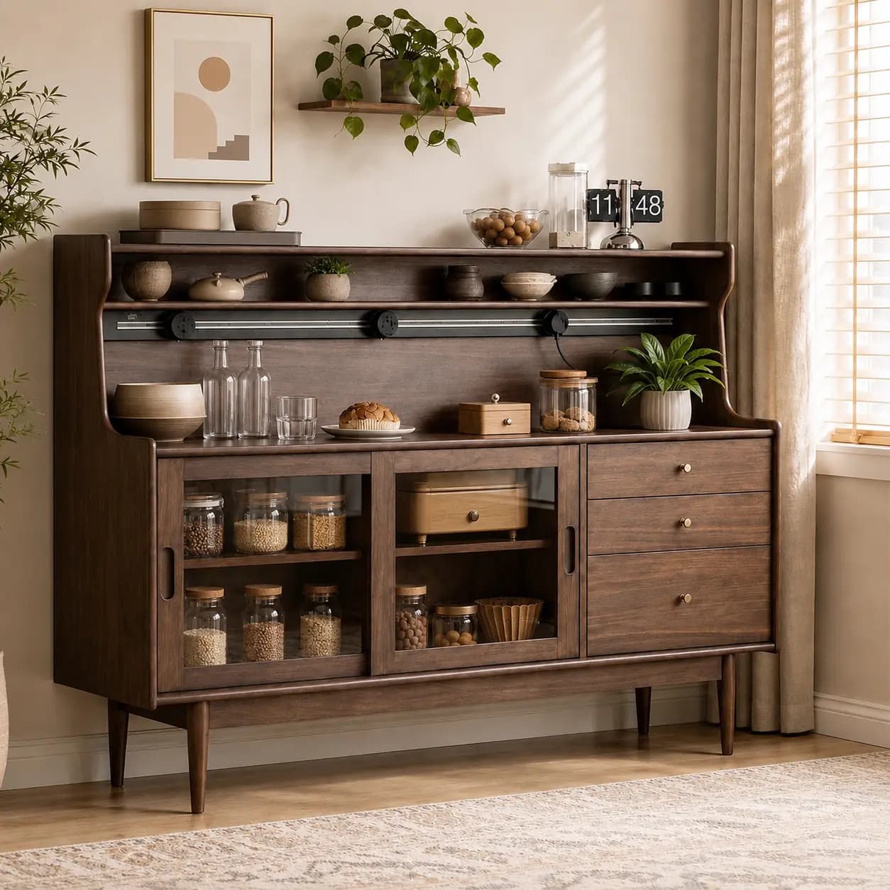 Solid Wood Vintage Sliding Door Sideboard lifestyle 2