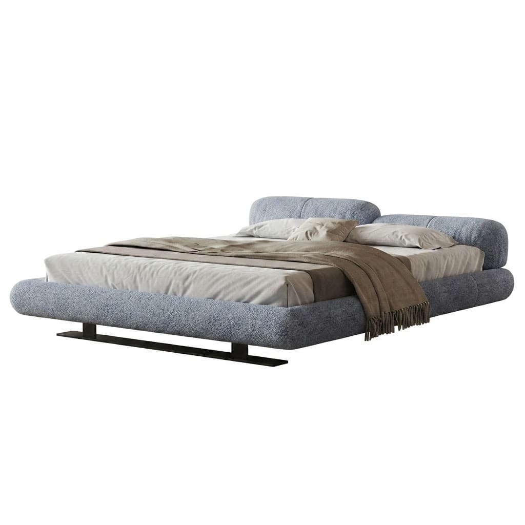 Cream Fabric Platform Bed lifestyle 1