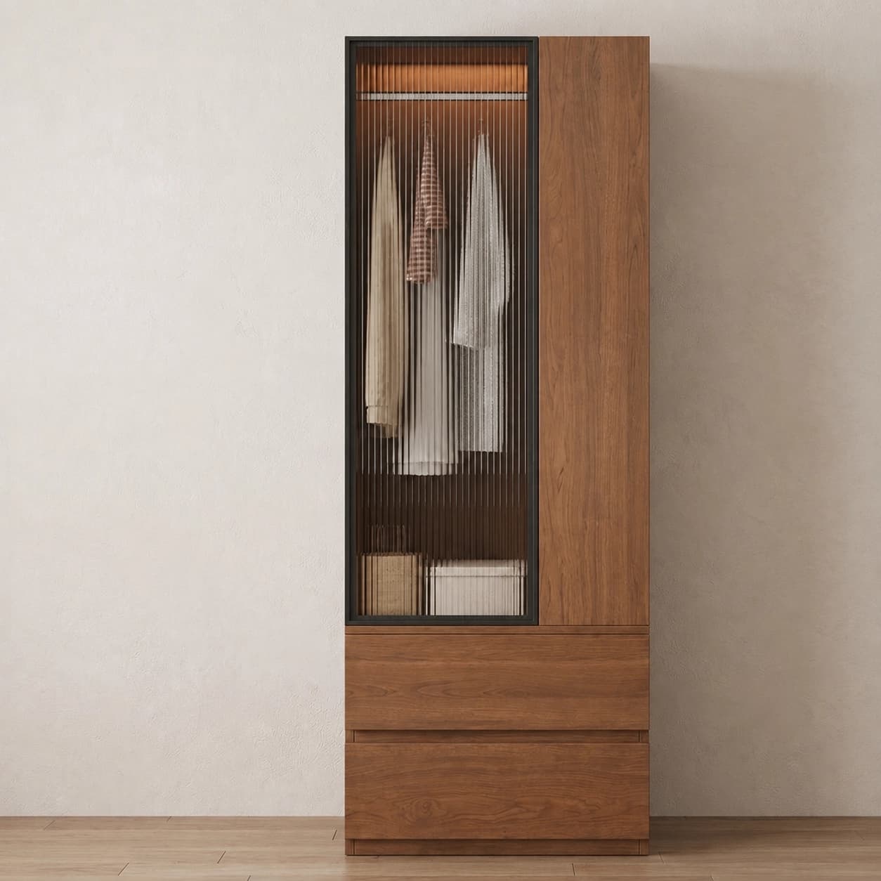 Vintage Wood Wardrobe with Glass Doors lifestyle 3