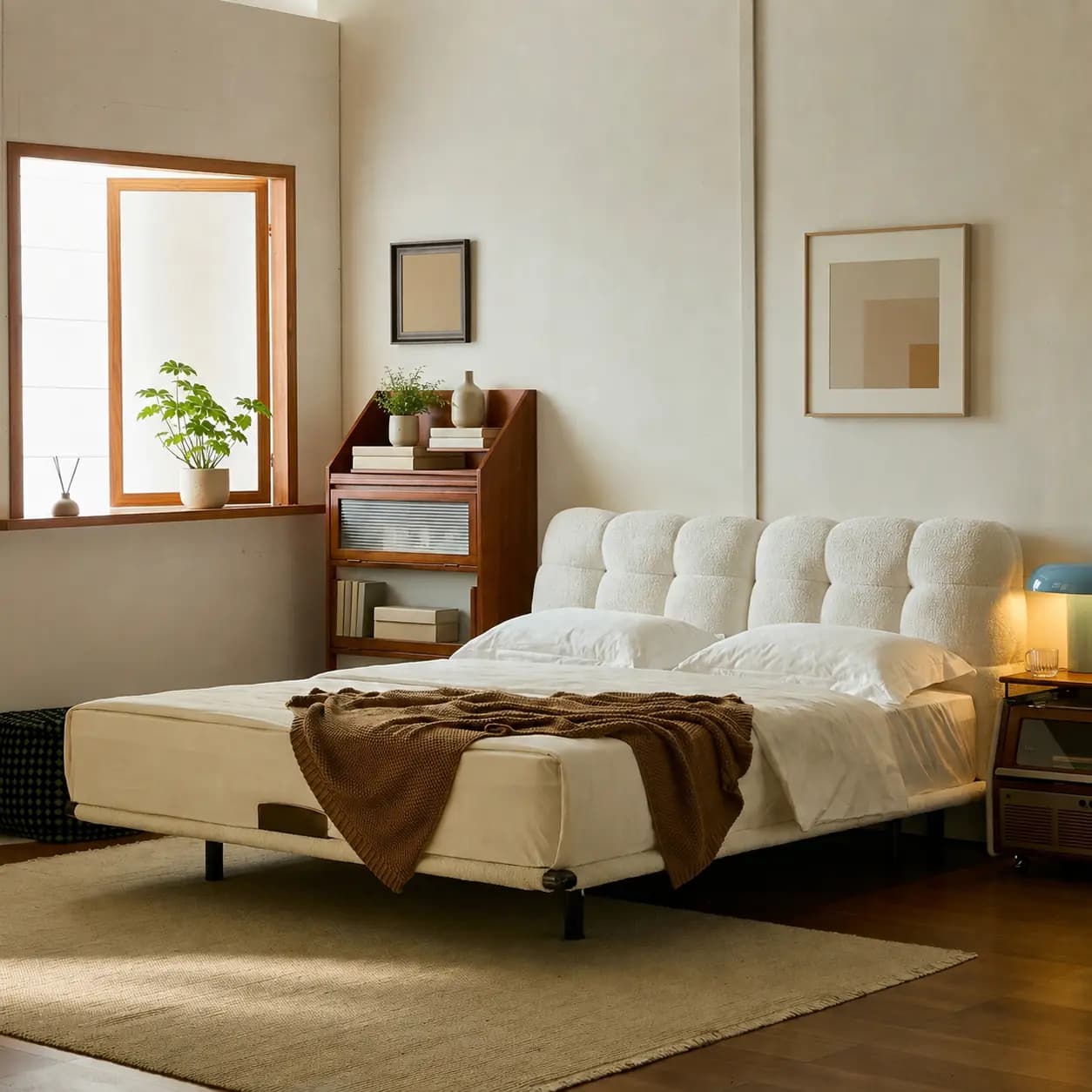 Biscuit Fabric Storage Bed lifestyle 3
