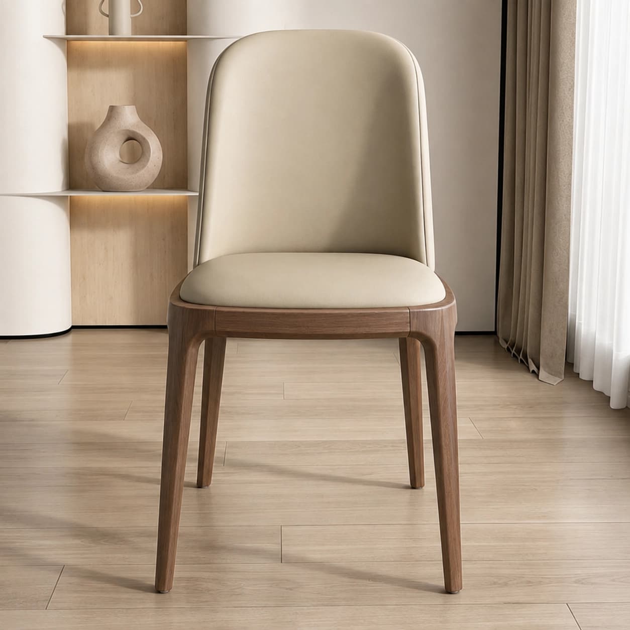 Japandi PU Upholstered Dining Chair