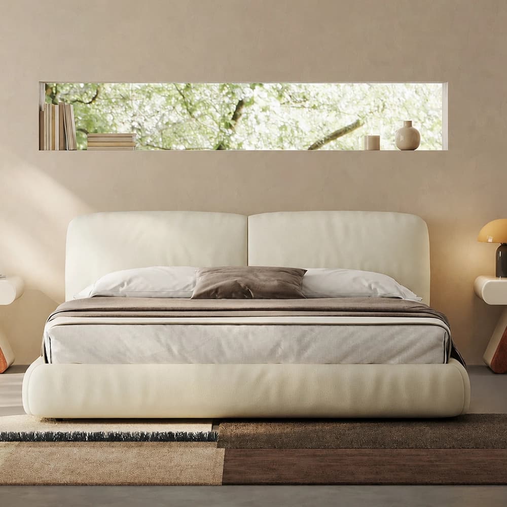 Beige Upholstered Bed Frame lifestyle 1