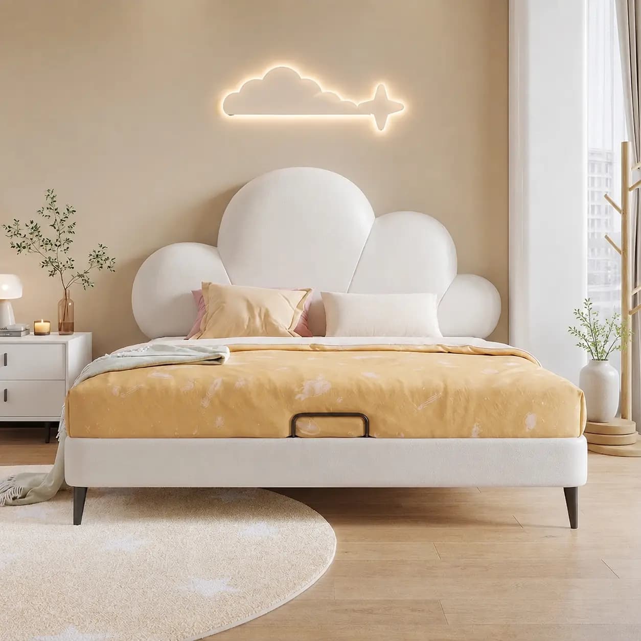 Cloud Leather Upholstered Bed lifestyle 2