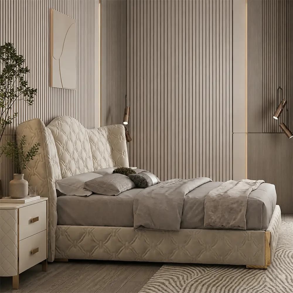 Italian Leather Upholstered Bed Frame lifestyle 3