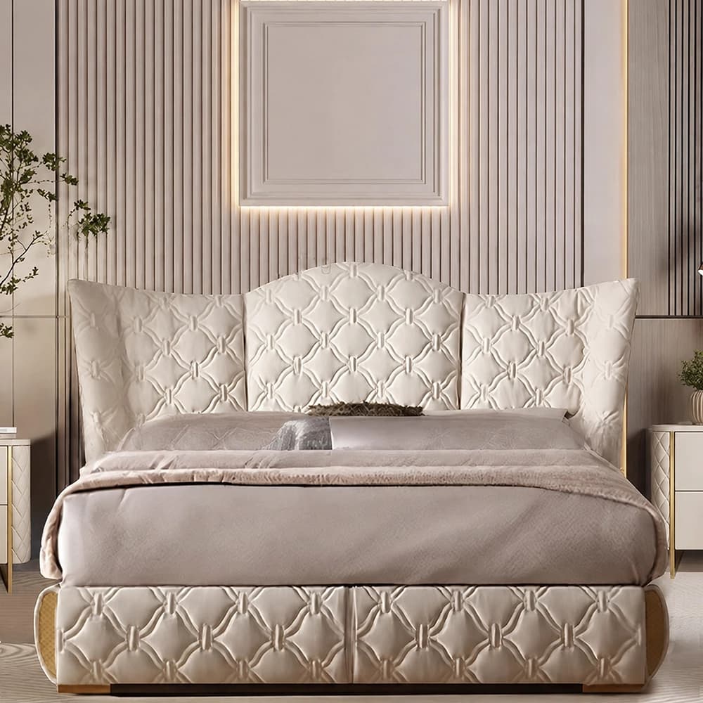 Italian Leather Upholstered Bed Frame lifestyle 1