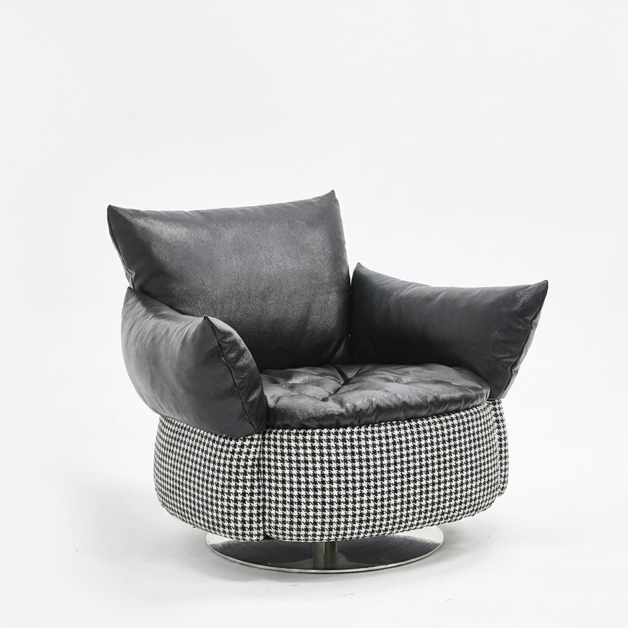Italian Leather Swivel Lounge Chair lifestyle 1