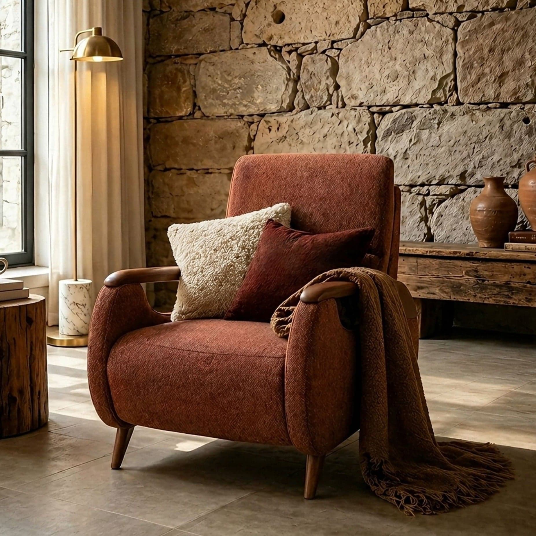 Solid Wood Reclining Lounge Chair lifestyle 3
