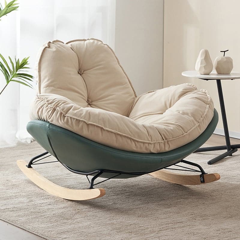 Upholstered Rocking Chair with Wood Base lifestyle 1