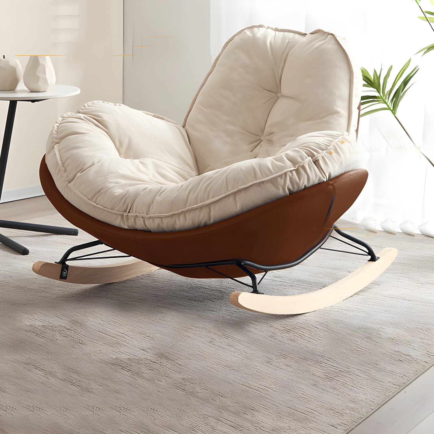 Upholstered Rocking Chair with Wood Base lifestyle 1