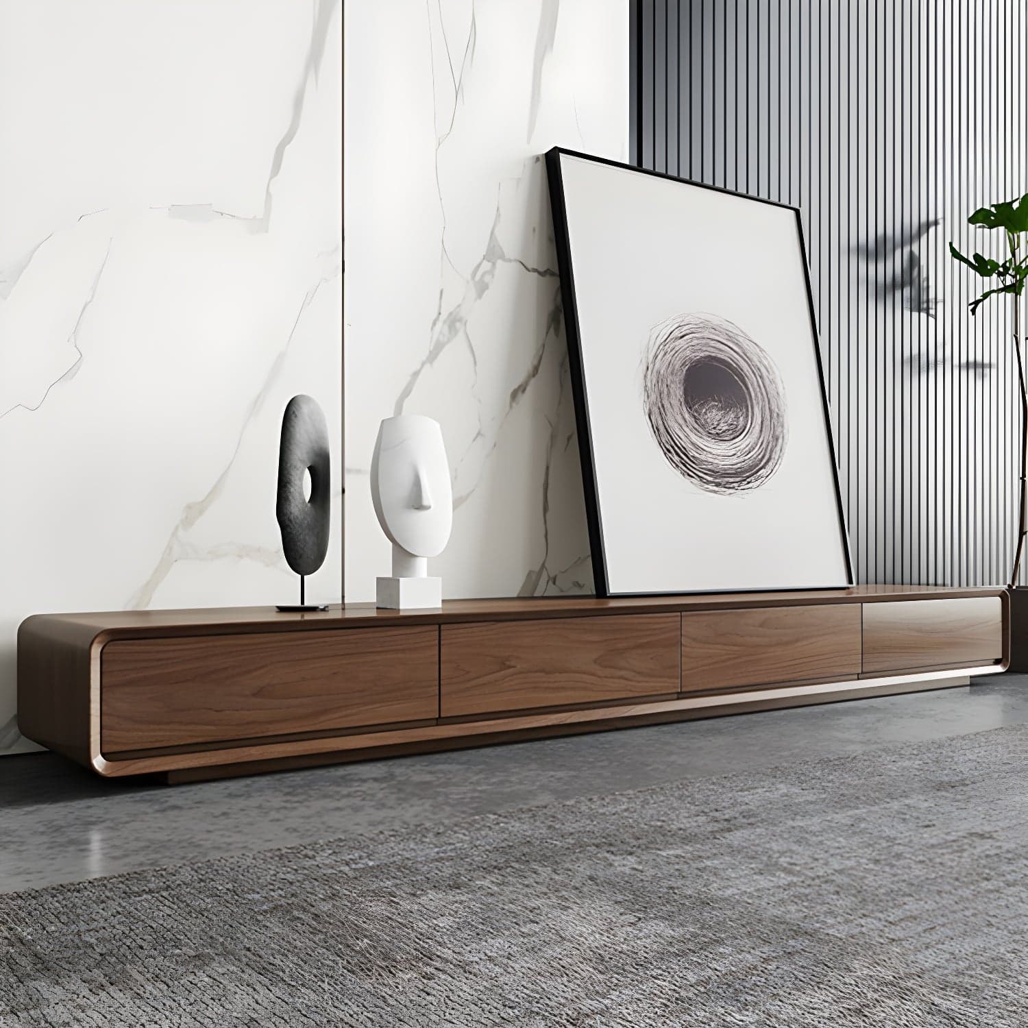 Walnut Low-Profile TV Console lifestyle 2