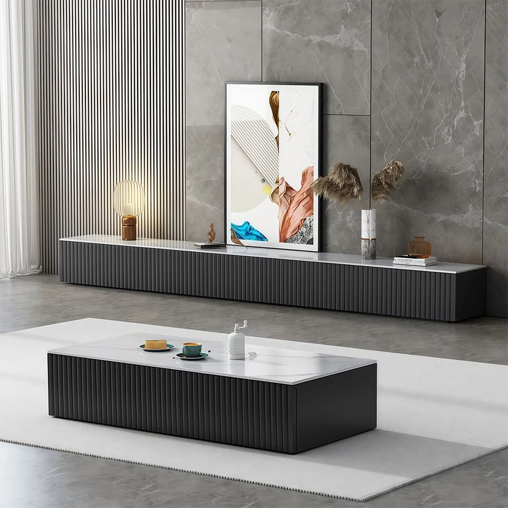 Contemporary Stone Top Media Console lifestyle 2