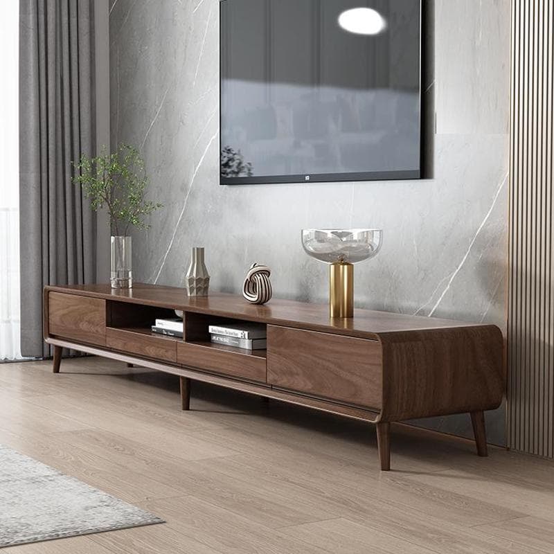 Modern Low Profile Wood TV Stand lifestyle 2