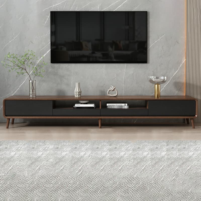 Modern Low Profile Wood TV Stand lifestyle 1